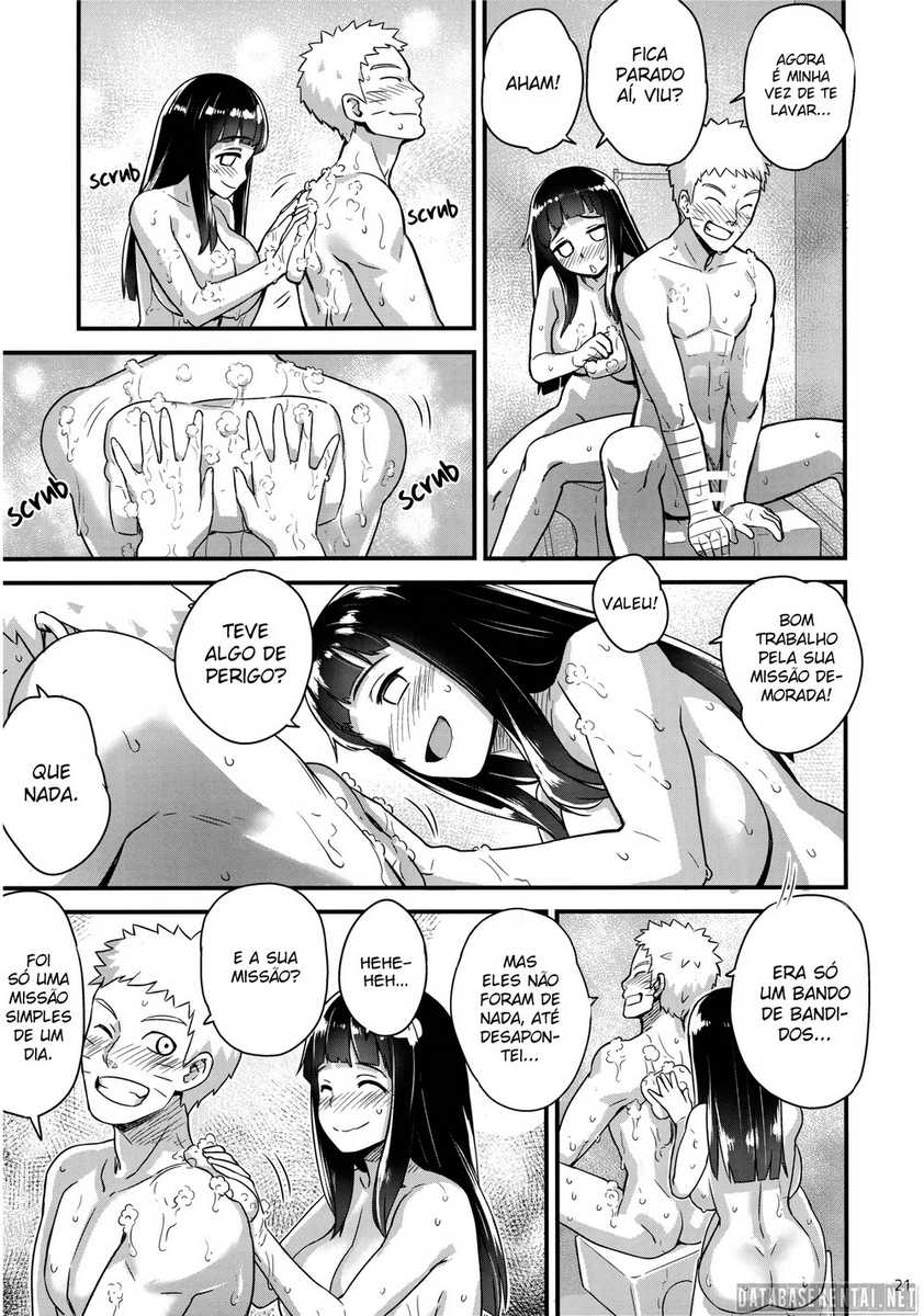 Hinata tomando banho pelada com Naruto