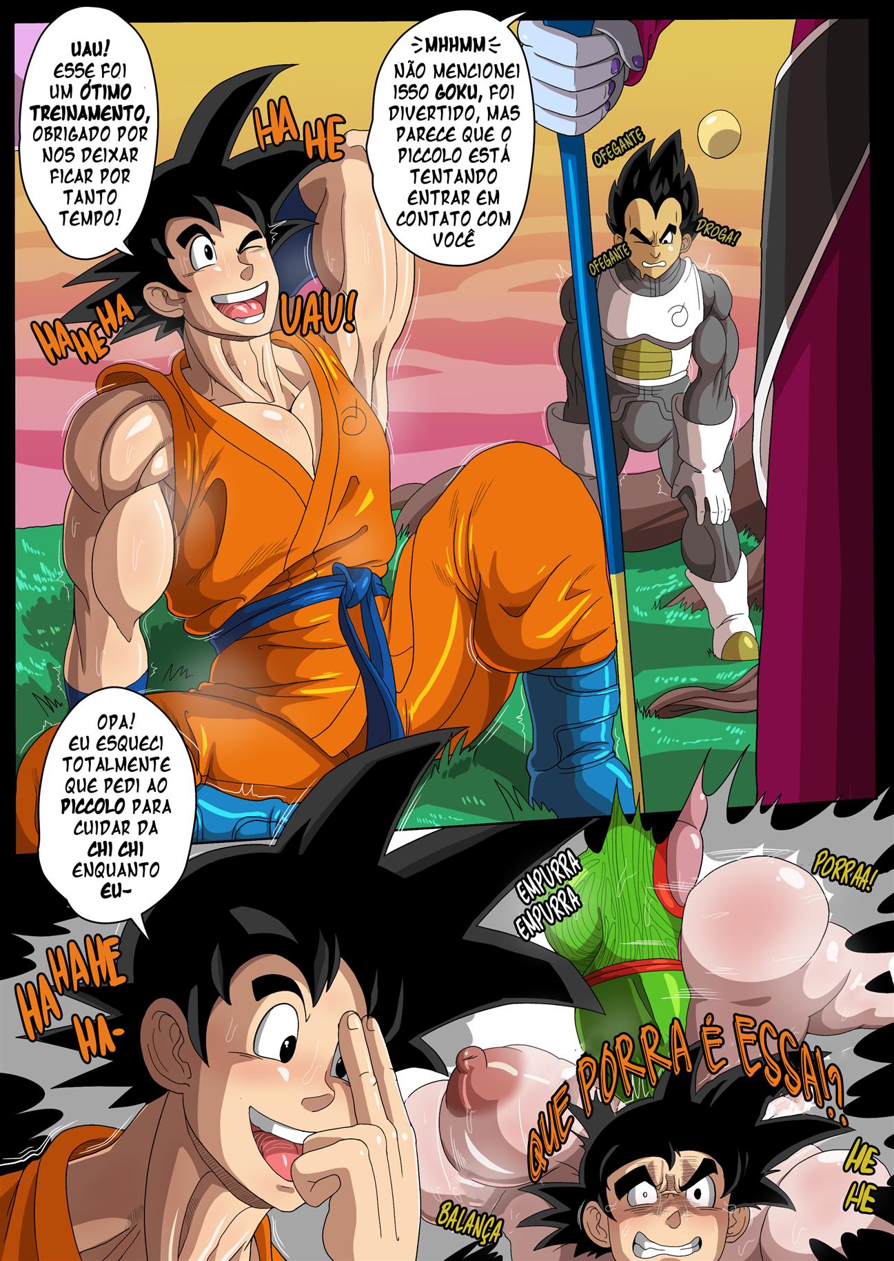Chi Chi traindo Goku com Piccolo